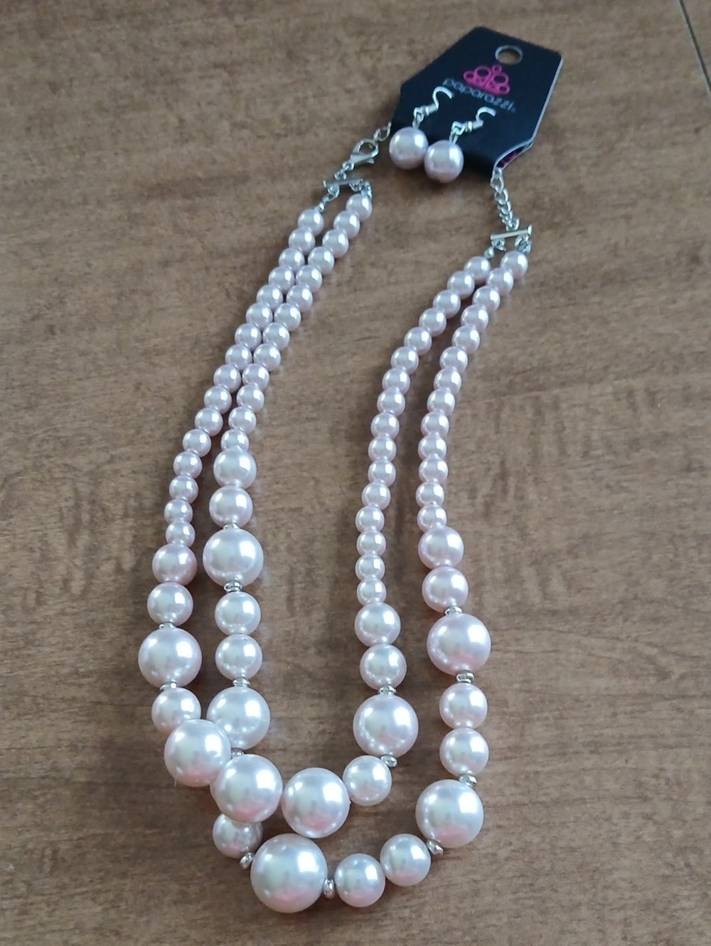 Paparazzi-Two-Strand Pink Pearl Necklace & Earrings Set - Elegant Women Jewelry